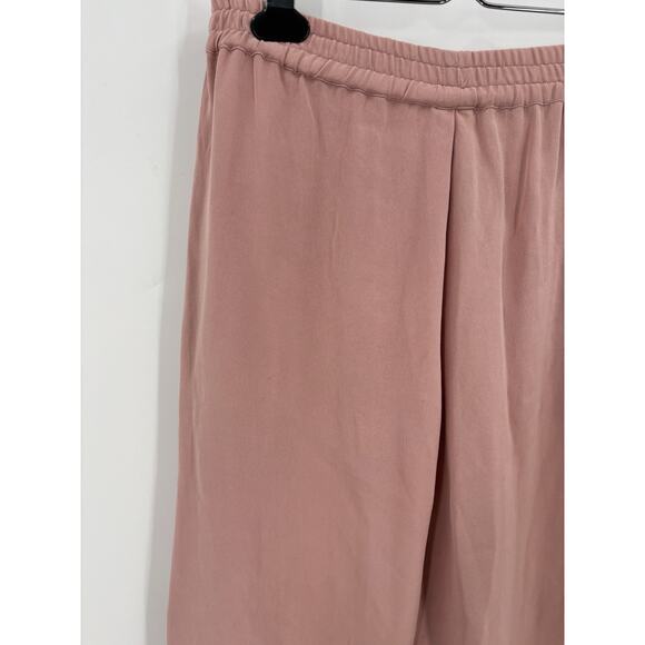 ZZ Vintage Pants Womens Small Blush Pink 100% Silk Wide Leg Stretch Pockets Crop - Picture 4 of 16